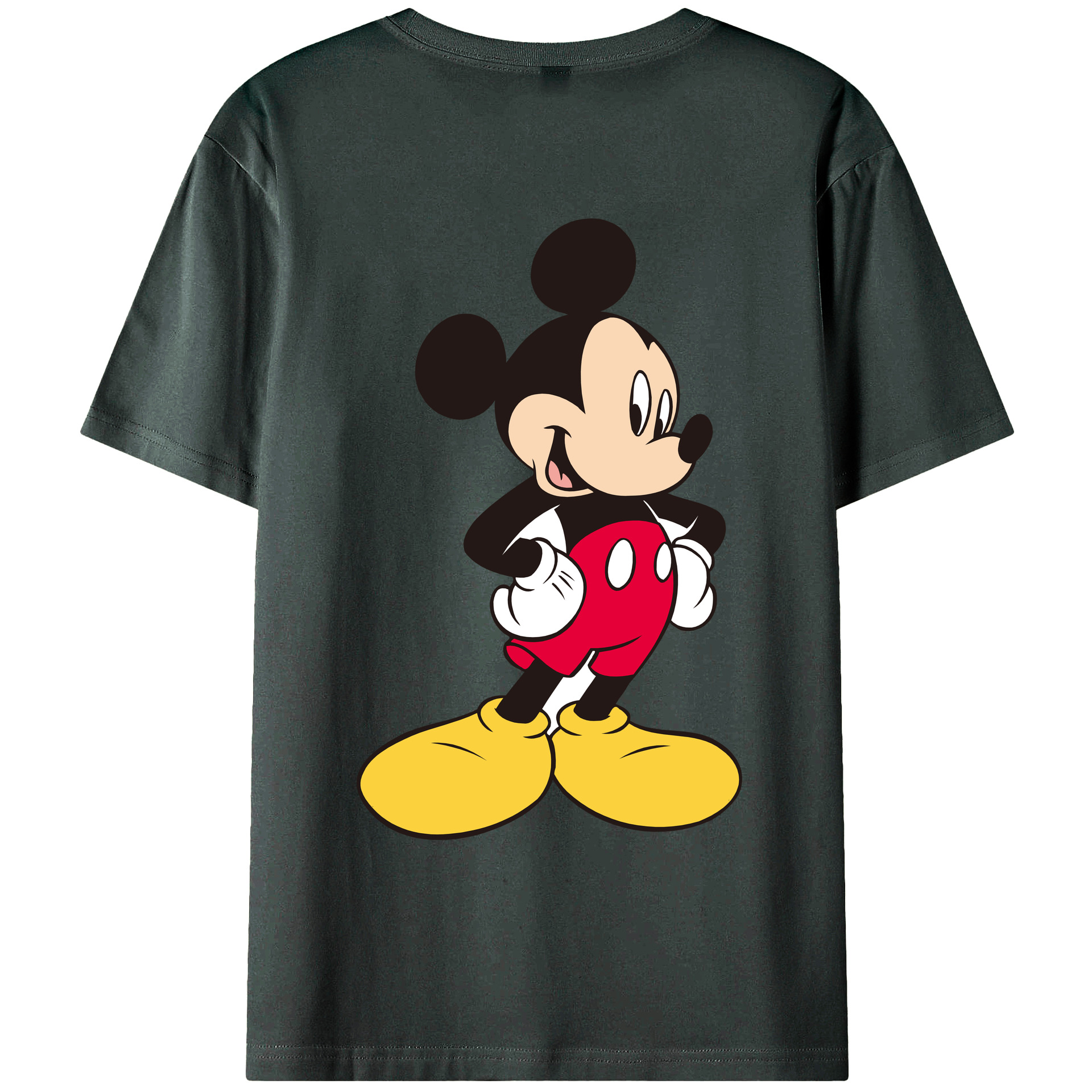 ミッキーマウス Mickey Mouse 綿100％ メンズ半袖Tシャツ（バックプリント） 通気性